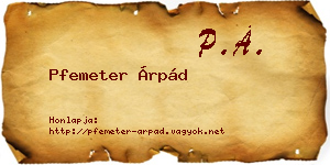 Pfemeter Árpád névjegykártya